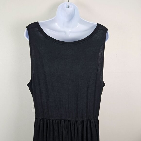 Essentials Womens Black Sleeveless Maxi Tank Dress Elastic Waist Size XL Casual - Picture 6 of 9